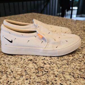 Nike White and Black Slip-On Shoes